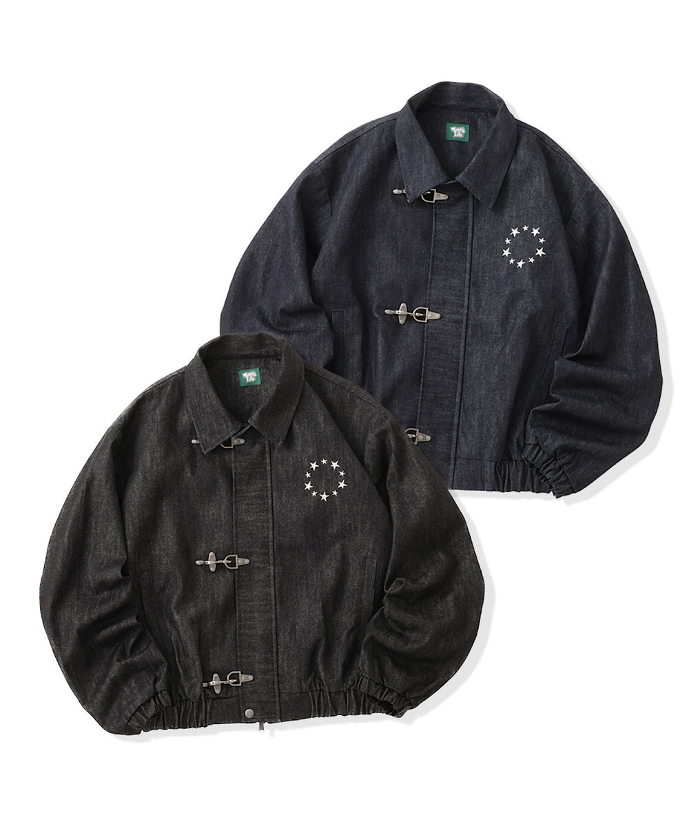 Star Embroidery Rigid Denim Fireman Jacket