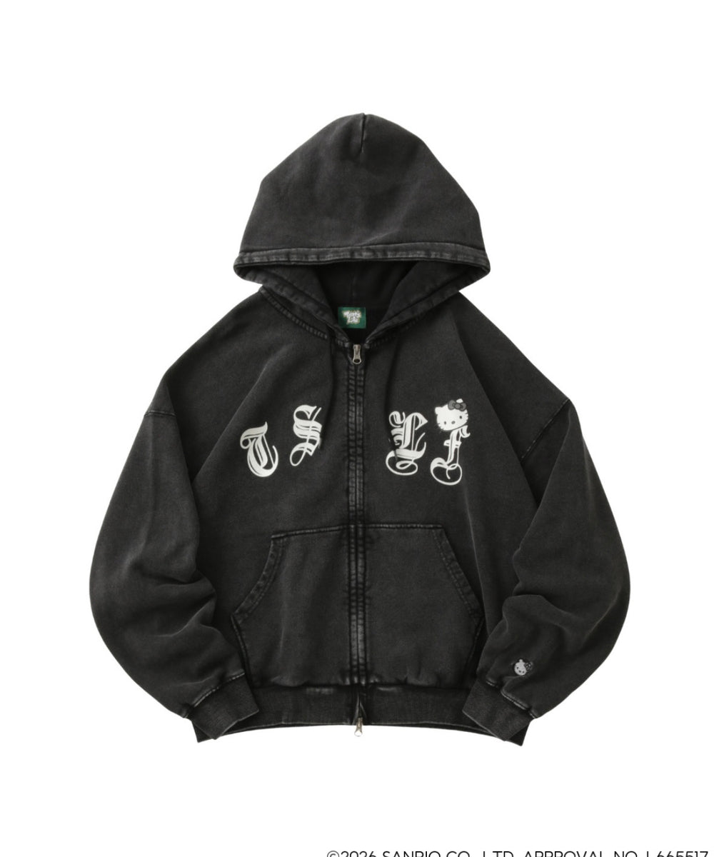 HELLO KITTY × Vintage styles TSLF logo zip hoodie