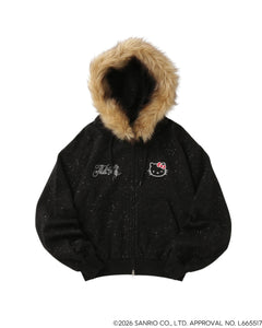HELLO KITTY × Glitter Embroidery Fur zip hoodie – That's life