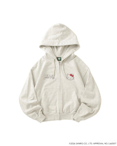 HELLO KITTY × Glitter Embroidery Fur zip hoodie – That's life