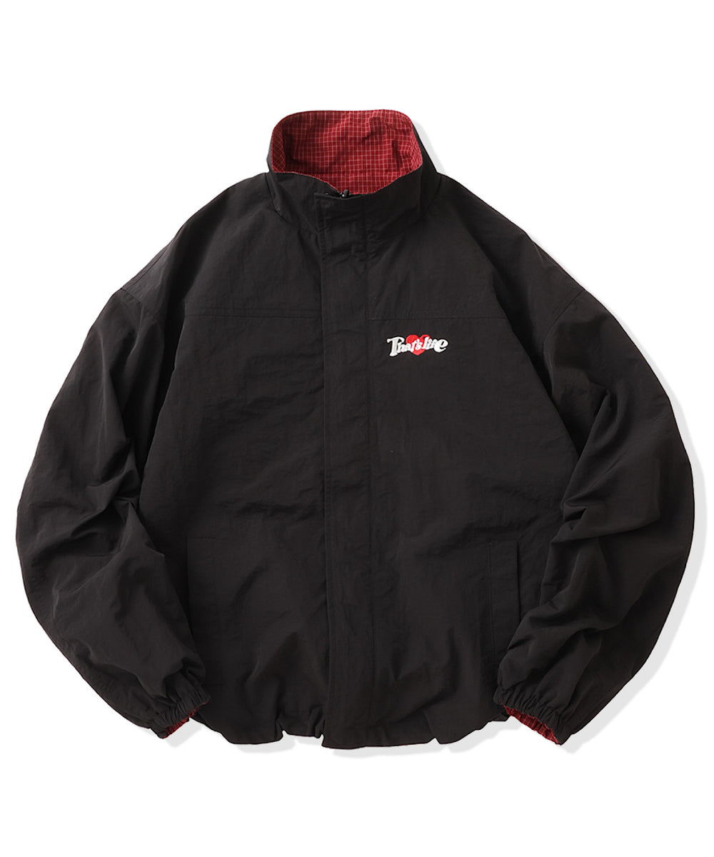 Heart logo 2way Reversible Checked Nylon Jackets