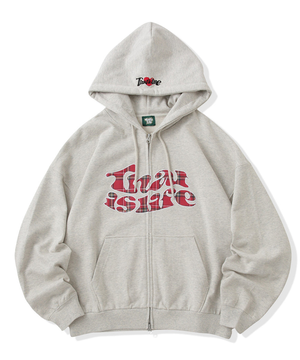 HEAVY WEIGHT 12.0oz FRONT Checked LOGO ZIP HOODIE
