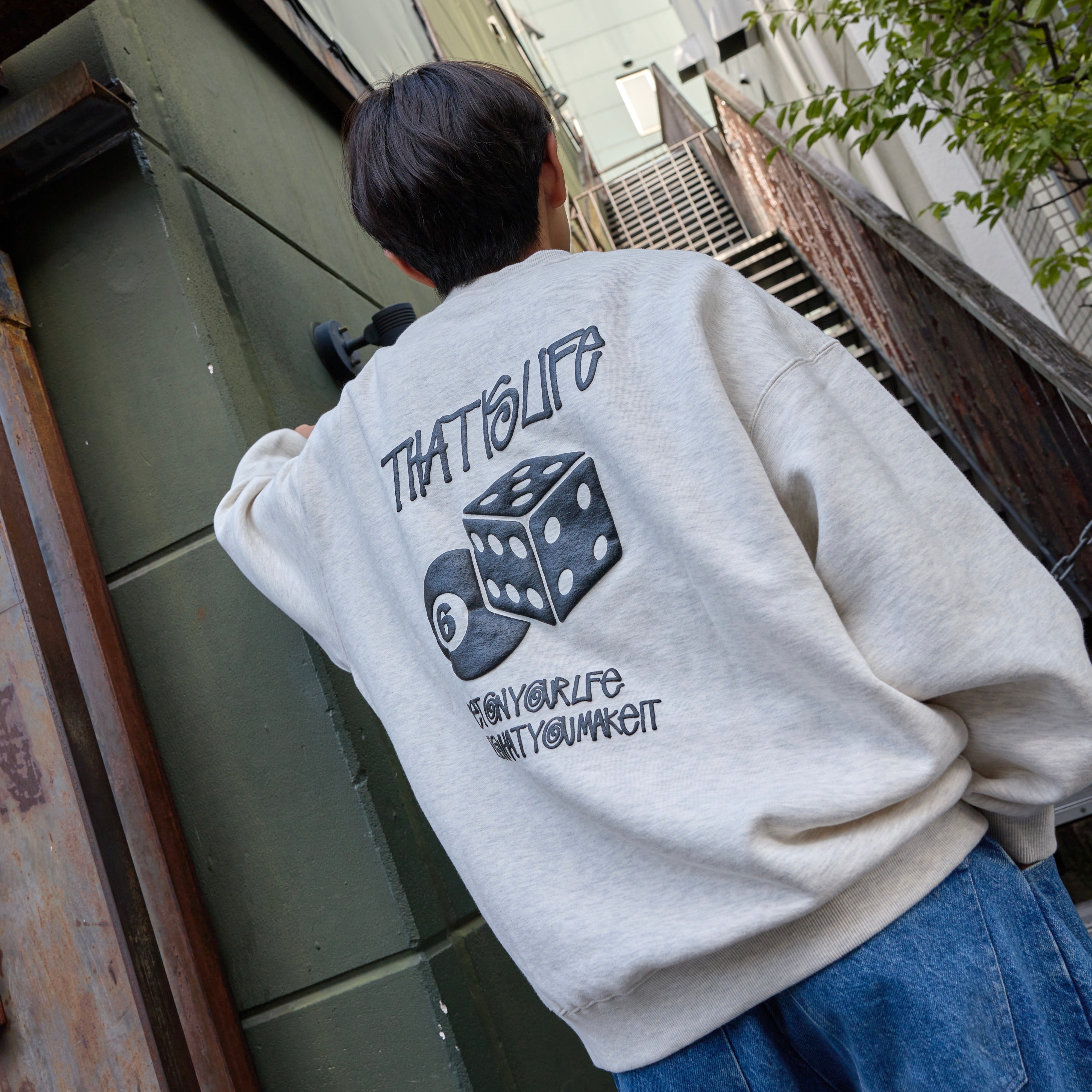 HEAVY WEIGHT “DICE” LOGO SWEAT / Ash Gray – That's life online store