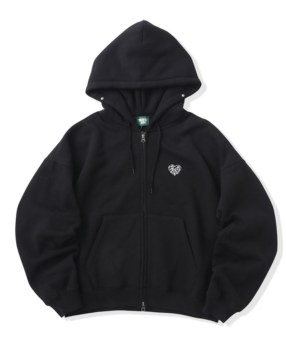 Heart logo Fur zip hoodie