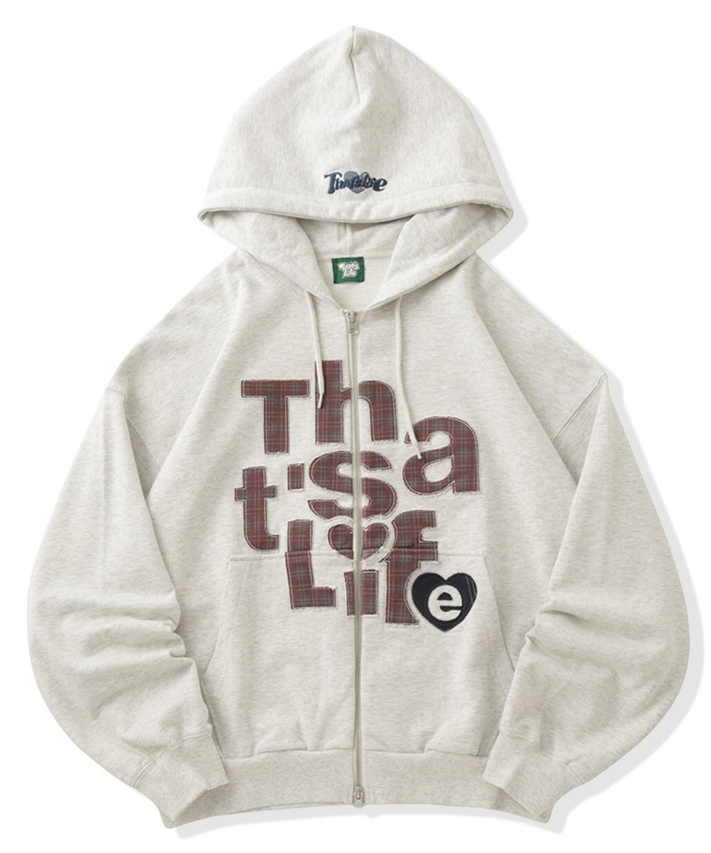 HEARTSTACK logo Front Checked zip hoodie