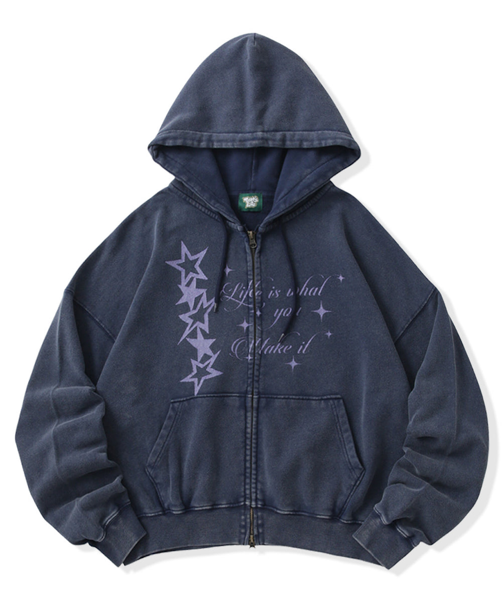 Vintage styles Starfall Script zip hoodie