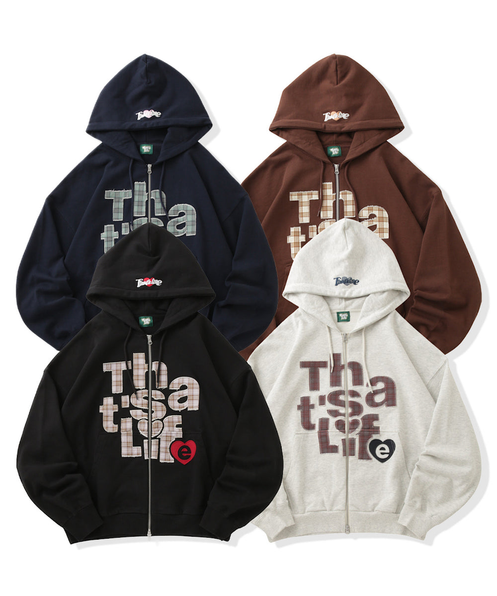 HEARTSTACK logo Front Checked zip hoodie