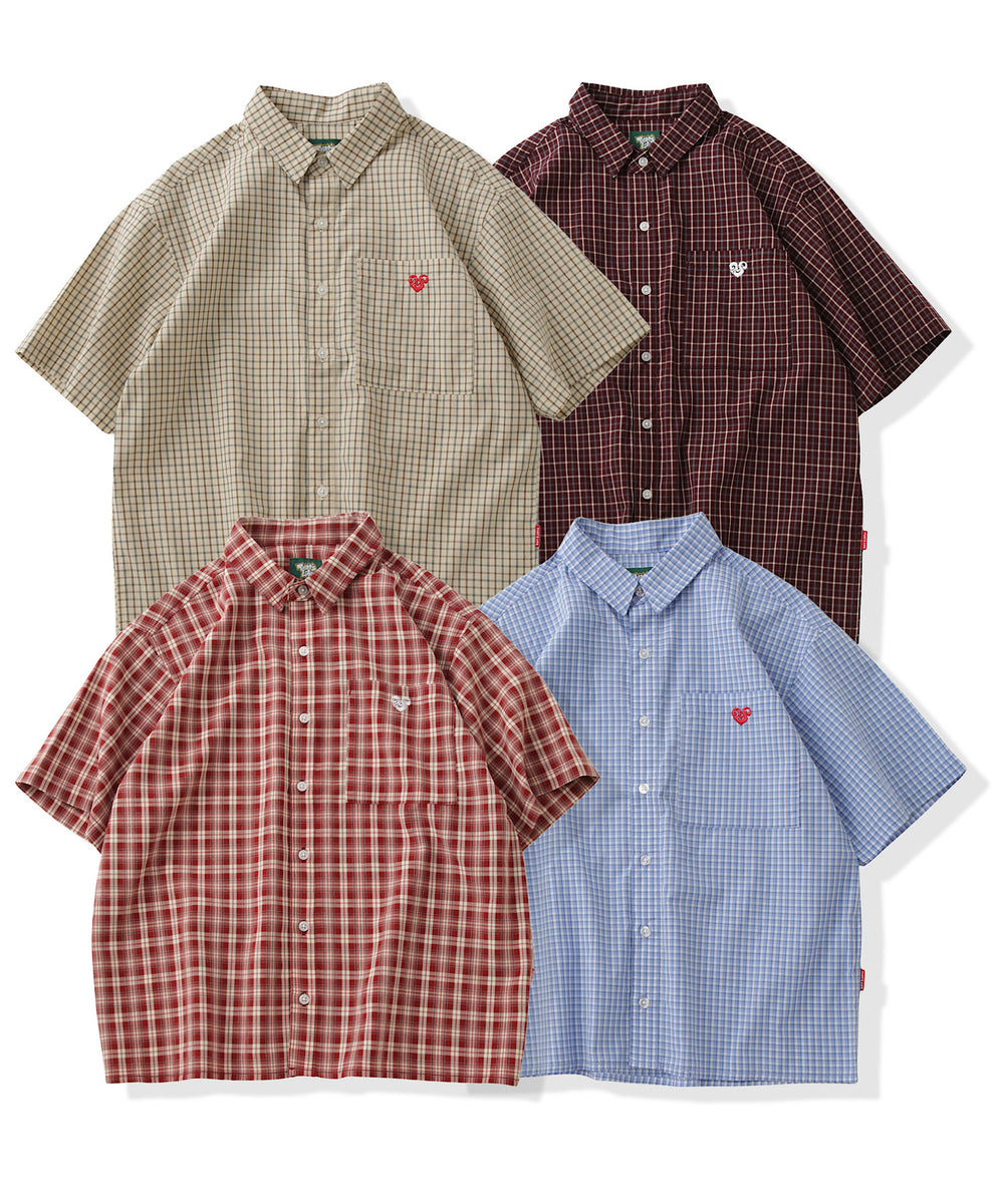 TS heart logo check shirt