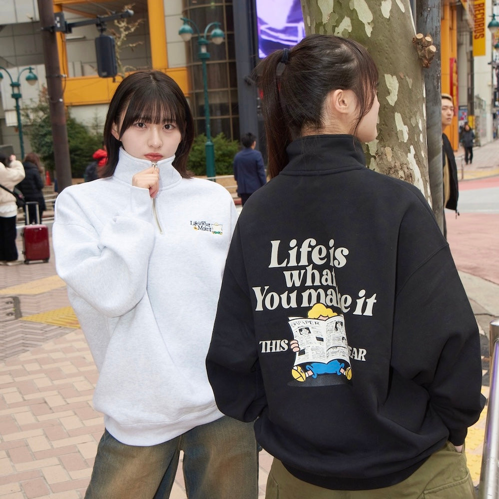 HEAVY WEIGHT “CHILDREN” LOGO HALF ZIP SWEAT 