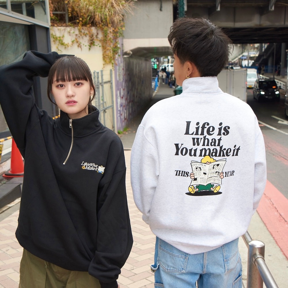 HEAVY WEIGHT “CHILDREN” LOGO HALF ZIP SWEAT 