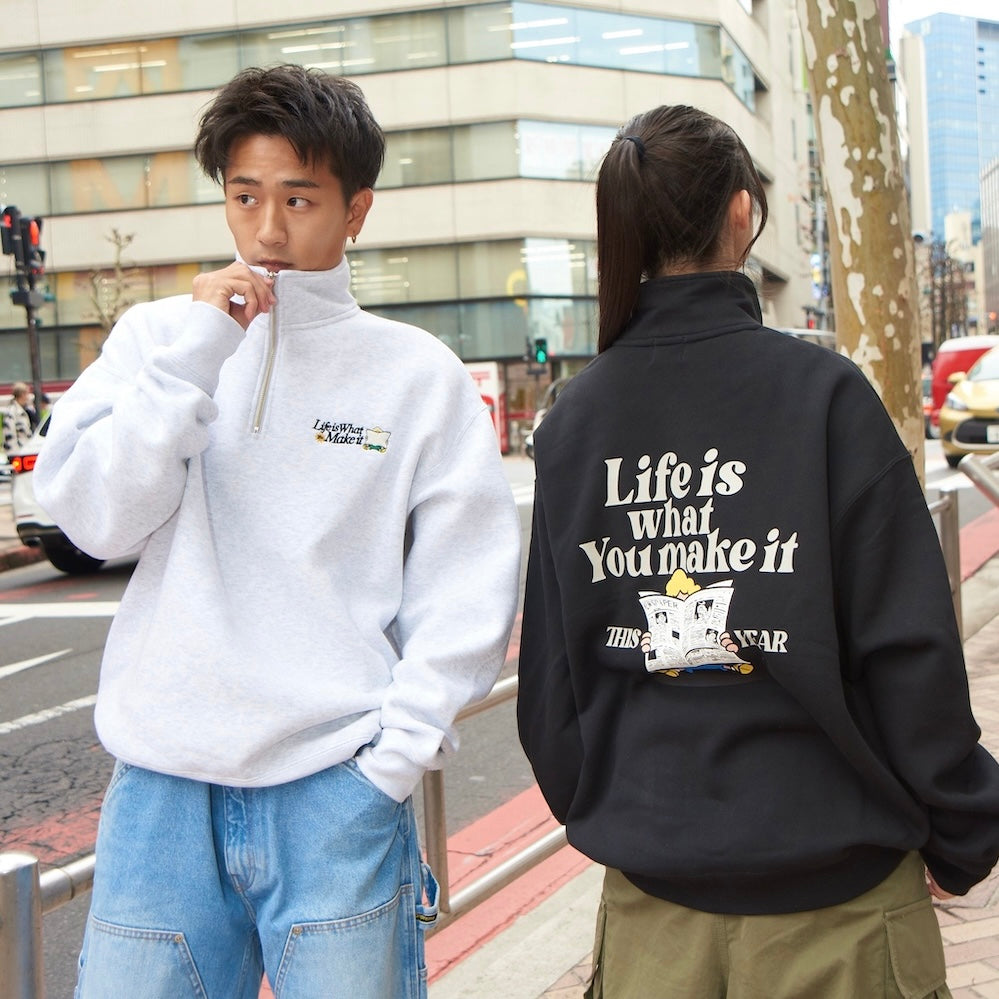 HEAVY WEIGHT “CHILDREN” LOGO HALF ZIP SWEAT 