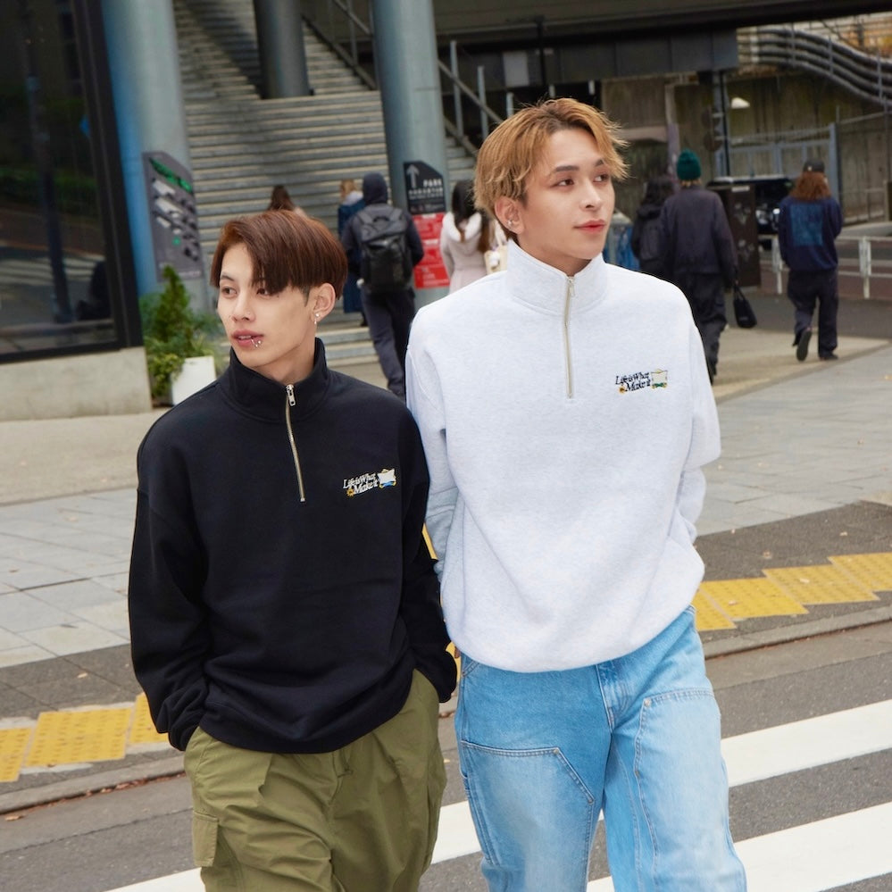 HEAVY WEIGHT “CHILDREN” LOGO HALF ZIP SWEAT 