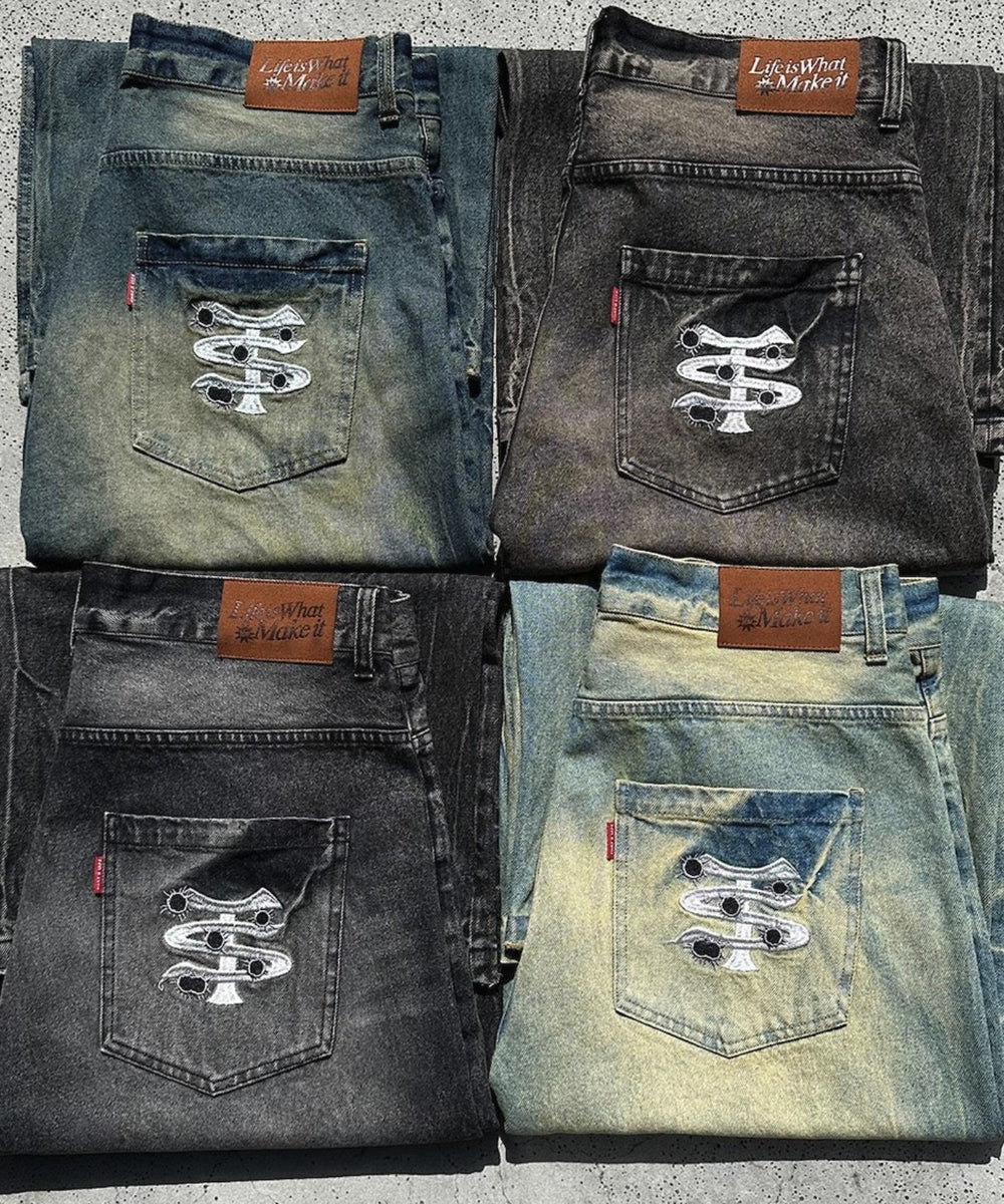 TS logo Baggy Denim pants