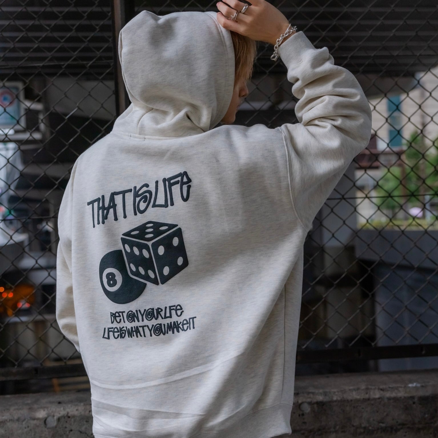 That’s life “DICE” logo hoodie / Ash Gray