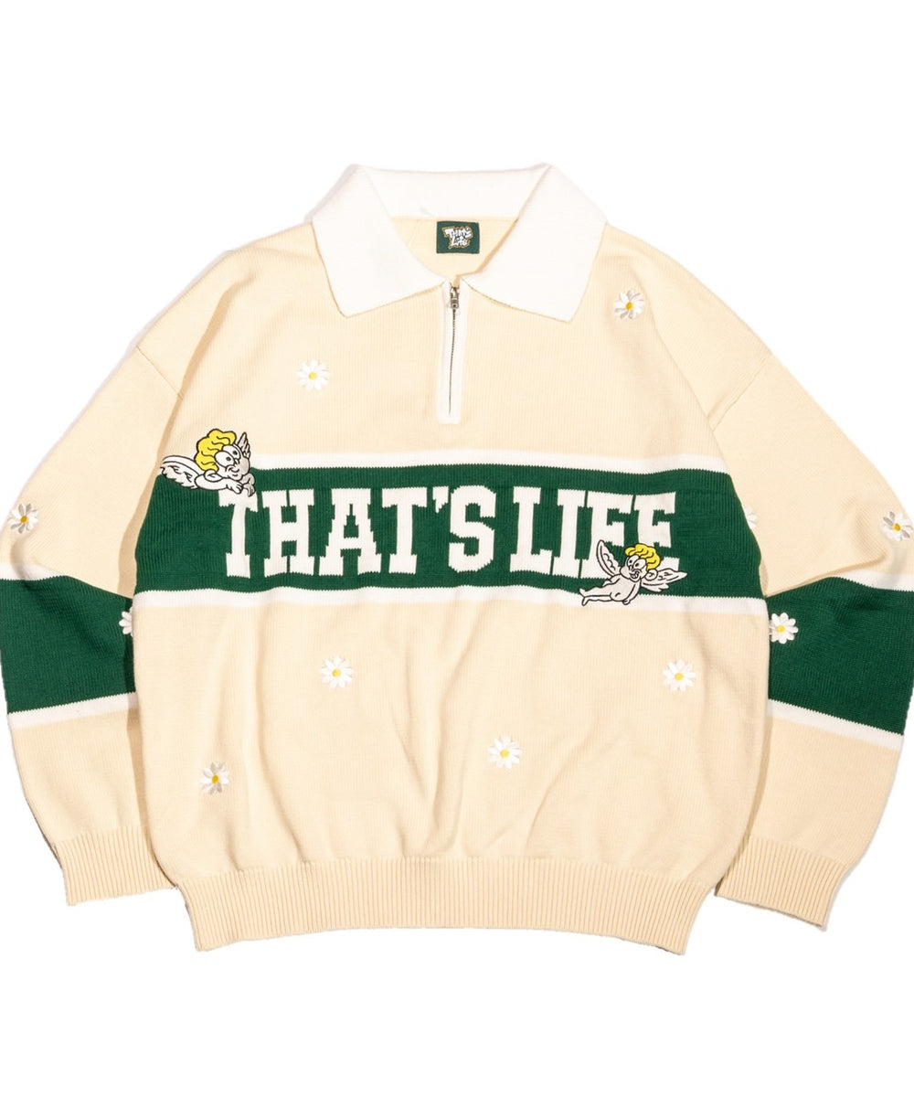 That's life Flower Half zip knit free