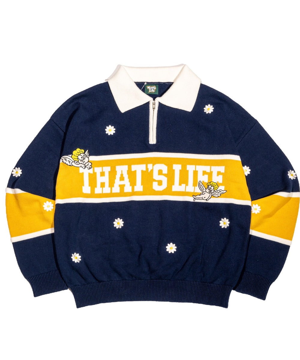 That's life Flower Half zip knit free